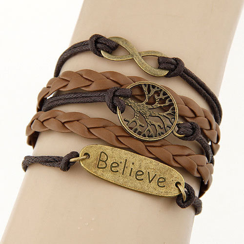 Online discount shop Australia - Charm Vintage Multilayer Charm Leather Bracelet Women Owl Cross Believe Bracelets Cheap Statement Jewelry Lady Best Friends Gift