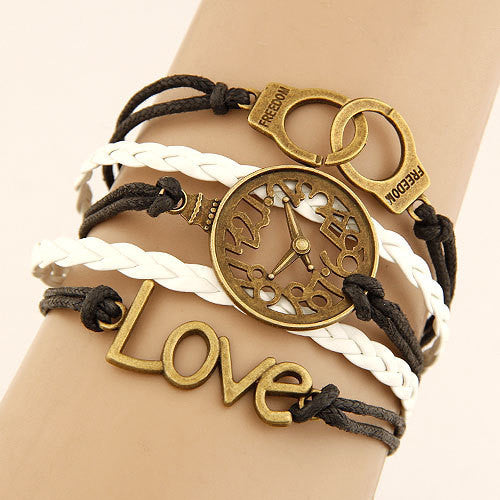 Online discount shop Australia - Charm Vintage Multilayer Charm Leather Bracelet Women Owl Cross Believe Bracelets Cheap Statement Jewelry Lady Best Friends Gift