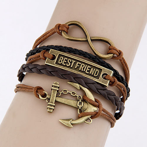 Online discount shop Australia - Charm Vintage Multilayer Charm Leather Bracelet Women Owl Cross Believe Bracelets Cheap Statement Jewelry Lady Best Friends Gift