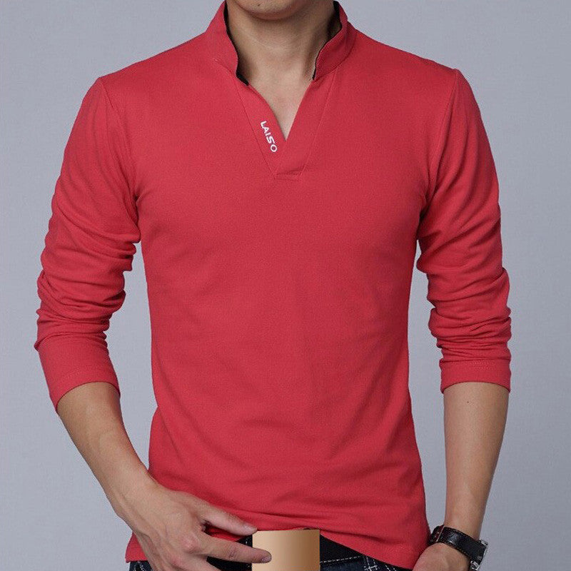 Men Polo Shirt Mens Long Sleeve Solid Polo Shirts Camisa Polos Masculina Casual cotton Plus size M- XXXL 4XL 5XL Tops Tees - CelebritystyleFashion.com.au online clothing shop australia