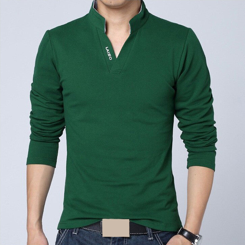 Men Polo Shirt Mens Long Sleeve Solid Polo Shirts Camisa Polos Masculina Casual cotton Plus size M- XXXL 4XL 5XL Tops Tees - CelebritystyleFashion.com.au online clothing shop australia