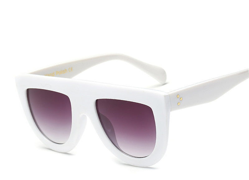 Online discount shop Australia - Fashion Sunglasses Women Flat Top Style Brand Design Vintage Sun glasses Female Rivet Shades Big Frame Shades 2249