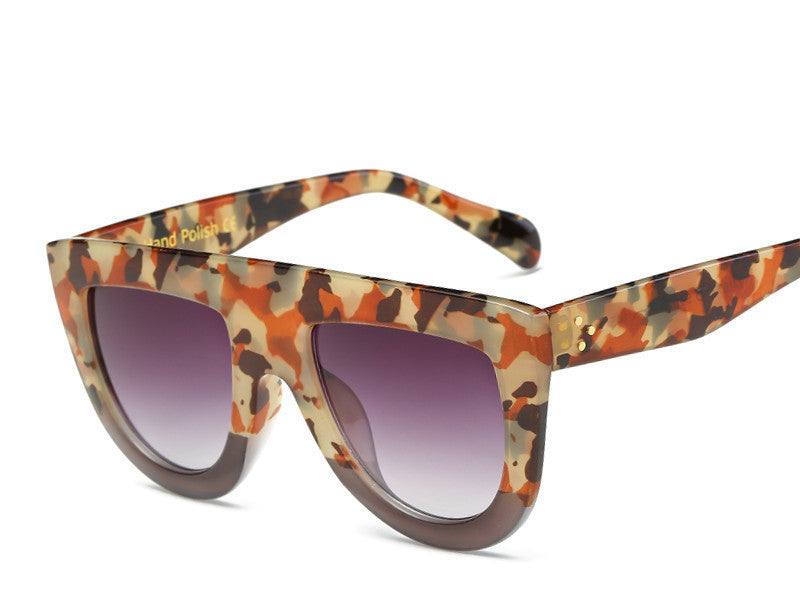 Online discount shop Australia - Fashion Sunglasses Women Flat Top Style Brand Design Vintage Sun glasses Female Rivet Shades Big Frame Shades 2249