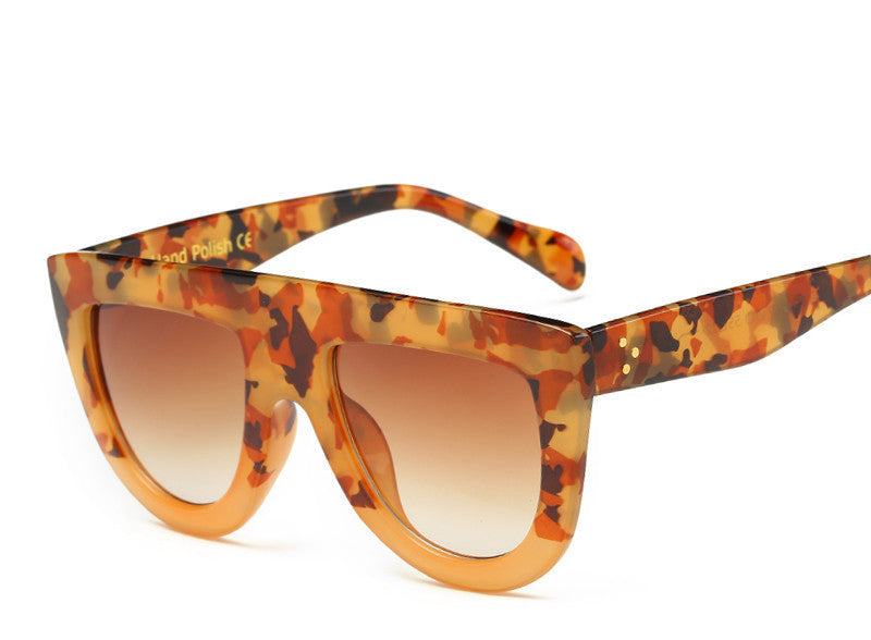 Online discount shop Australia - Fashion Sunglasses Women Flat Top Style Brand Design Vintage Sun glasses Female Rivet Shades Big Frame Shades 2249