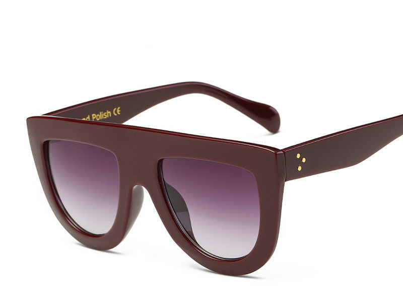 Online discount shop Australia - Fashion Sunglasses Women Flat Top Style Brand Design Vintage Sun glasses Female Rivet Shades Big Frame Shades 2249