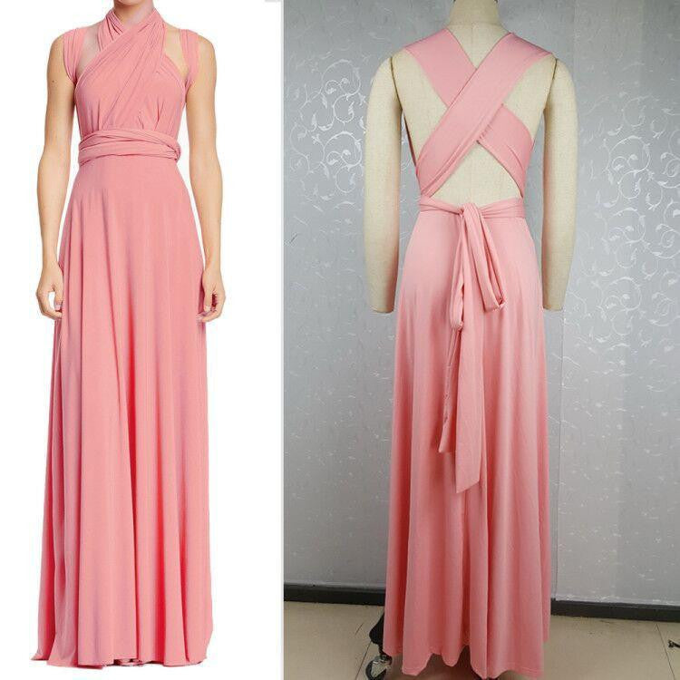 ZKY Summer Women Maxi Dress Red Beach Long Dress Multiway Bridesmaids Convertible Wrap Dresses Robe Longue Femme