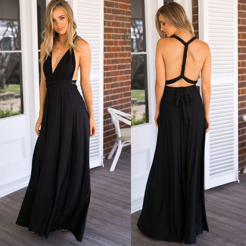 ZKY Summer Women Maxi Dress Red Beach Long Dress Multiway Bridesmaids Convertible Wrap Dresses Robe Longue Femme