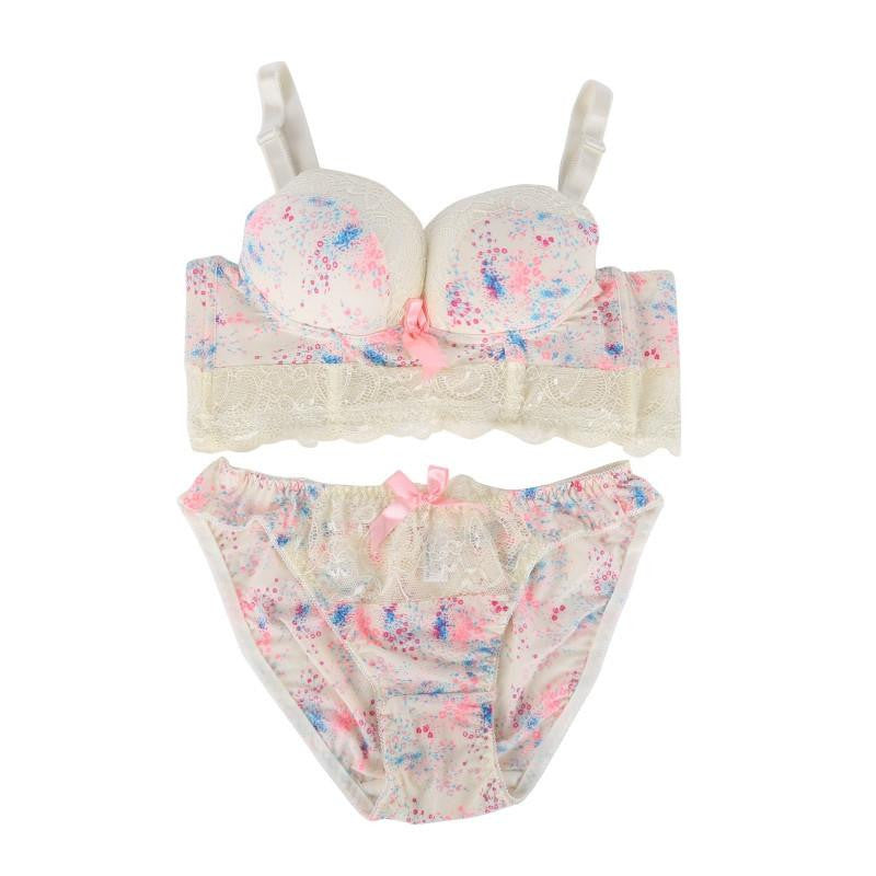 Women Lace Underwear Push Up Side Support Plunge Bra and Panty Set Lingerie Bras Briefs Sets