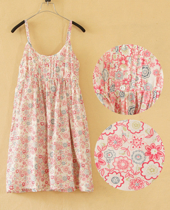 Online discount shop Australia - Fashion Summer O-Neck Sleeveless Print Floral Vestidos Women Mini Sexy Beach Spaghetti Strap Mori Girl Dresses