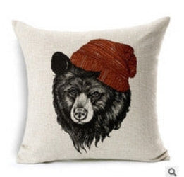 Online discount shop Australia - Hand-painted Animal Cushion Lion Wolf Bear Owl Cushion Decorative Pillow cushions without filling