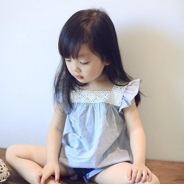 Toddler Baby Girls Casual T-Shirts Lace Splicing Shirt Cotton Soft Blouse Tops