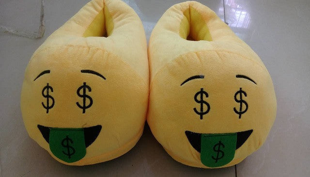 Online discount shop Australia - Emoji Shoes Yellow Cotton Plush Emoji Slippers Creative Funny Home Soft Shoes