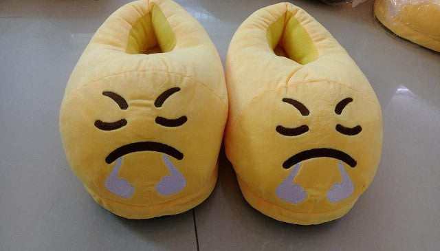 Online discount shop Australia - Emoji Shoes Yellow Cotton Plush Emoji Slippers Creative Funny Home Soft Shoes