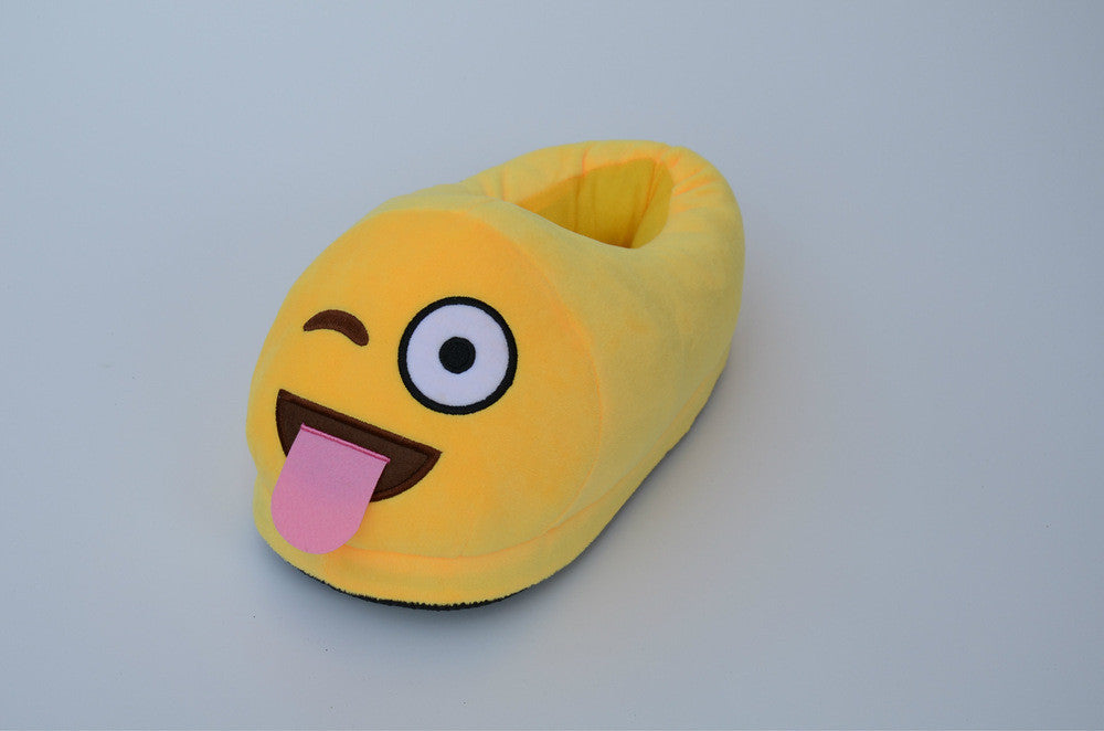 Online discount shop Australia - Emoji Shoes Yellow Cotton Plush Emoji Slippers Creative Funny Home Soft Shoes