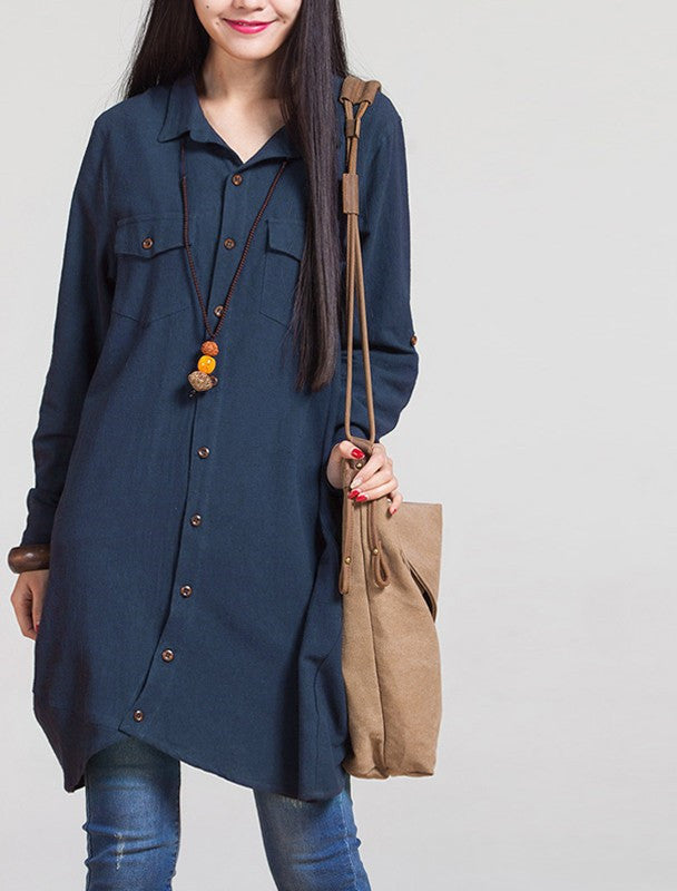 Online discount shop Australia - Fashion Women Blouses Long Sleeve Irregular Hem Cotton Shirts Casual Loose Tops Plus Size S-5XL