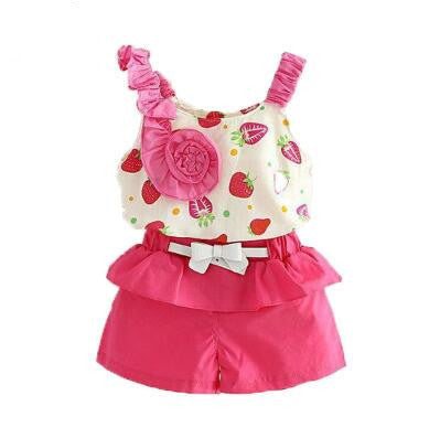 girls clothes summer girls clothing sets kids clothes Floral girl shirts+shorts clothing sets 3-8 year - CelebritystyleFashion.com.au online clothing shop australia