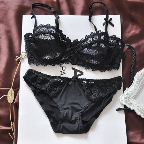 Online discount shop Australia - ABCD 32-42 sexy T-pants romantic temptation lace bra set young women underwear set push up lade bra & panty set