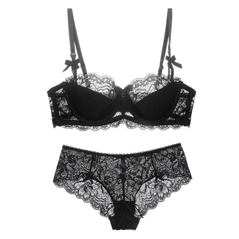 Online discount shop Australia - ABCD 32-42 sexy T-pants romantic temptation lace bra set young women underwear set push up lade bra & panty set