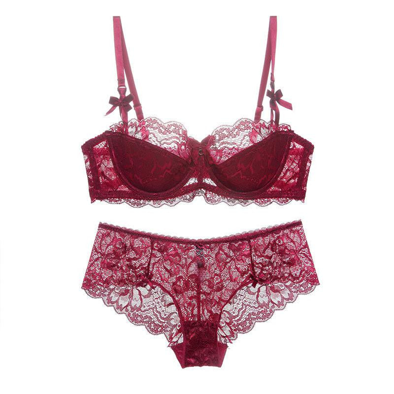 Online discount shop Australia - ABCD 32-42 sexy T-pants romantic temptation lace bra set young women underwear set push up lade bra & panty set