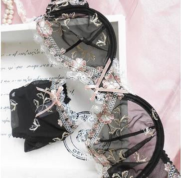 Online discount shop Australia - Fashion Womens Sexy Lingerie Underwire Bra Sets Transparent Ultra-thin Lace Brassiere Panties Set Full of Temptation