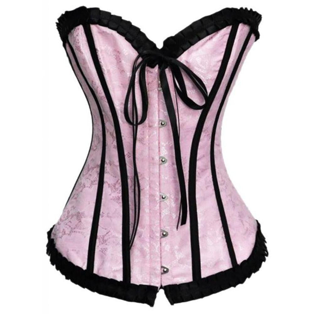 Women Satin Corset Brocade Floral Bustier Top Lace Up Back Lingerie Body Shaper Shapewear Waist Corsets~6XL