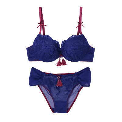 bra accept supernumerary breast bra set deep V-neck lace underwear push up small set