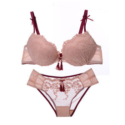 bra accept supernumerary breast bra set deep V-neck lace underwear push up small set