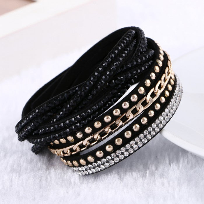 Fashion leather bracelet Punk Style Multilayer Bracelets & Bangles Rivet Bracelet For Women