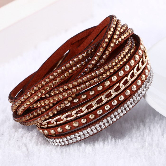 Fashion leather bracelet Punk Style Multilayer Bracelets & Bangles Rivet Bracelet For Women