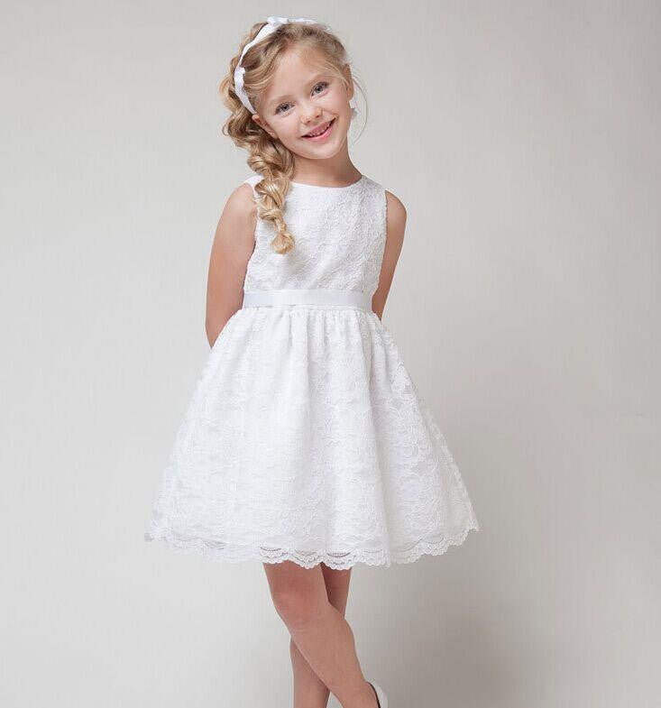 children clothes girls beautiful lace dress white baby girls dress teenager kids dress for age 2-12