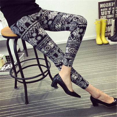 Print Flower Leggings Leggins Plus Size Legins Guitar Plaid Thin Nine Pant Fashion Women Clothing Trousers K092