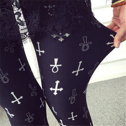 Print Flower Leggings Leggins Plus Size Legins Guitar Plaid Thin Nine Pant Fashion Women Clothing Trousers K092