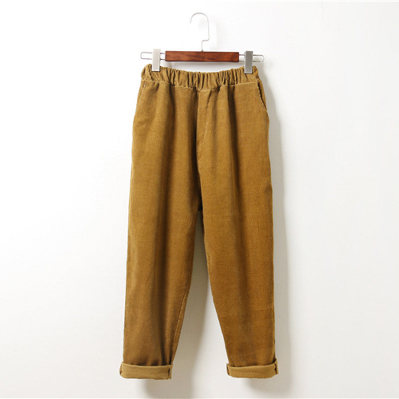 Online discount shop Australia - fashion casual loose corduroy elastic waist pantyhose harem pants for women
