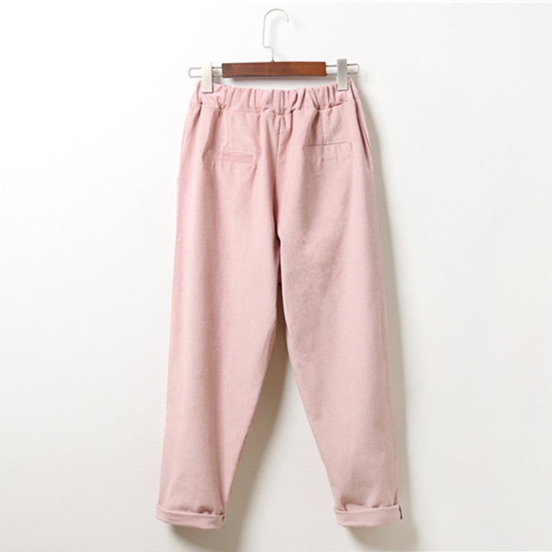 Online discount shop Australia - fashion casual loose corduroy elastic waist pantyhose harem pants for women