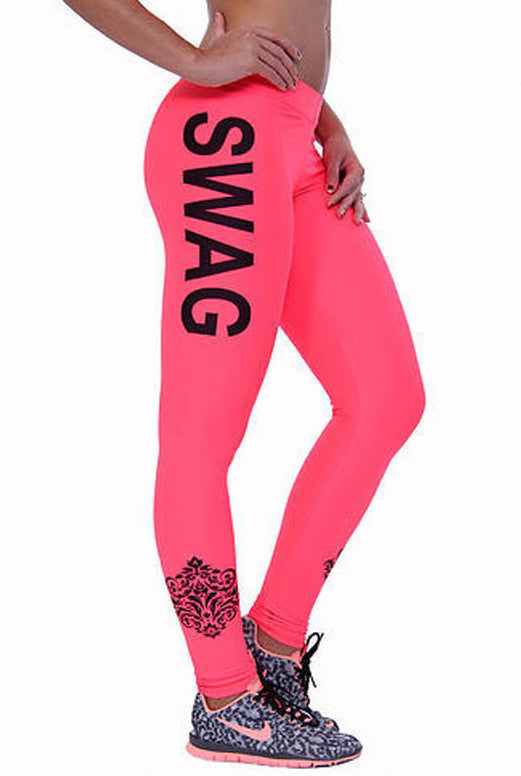 Plus Size Women's Leggings SWAG Letters Leggins Workout Pants Trousers Fitness Modal Women Plus Size Clothing