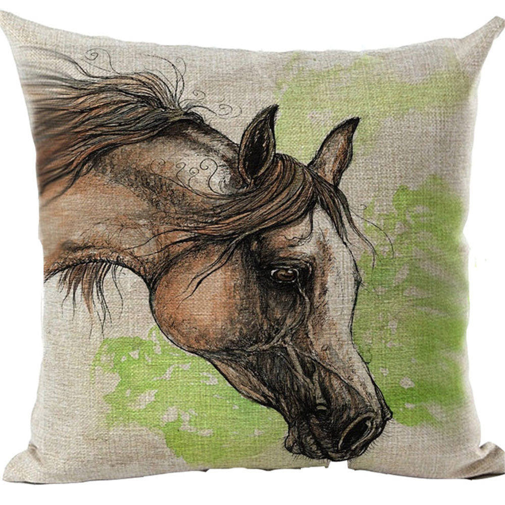 Online discount shop Australia - Cushion Cover Animal Cotton Linen Pentium Horse Felicity Cushion Mural Chicken Home Decorative Car Sofa Throw Pillow Cover