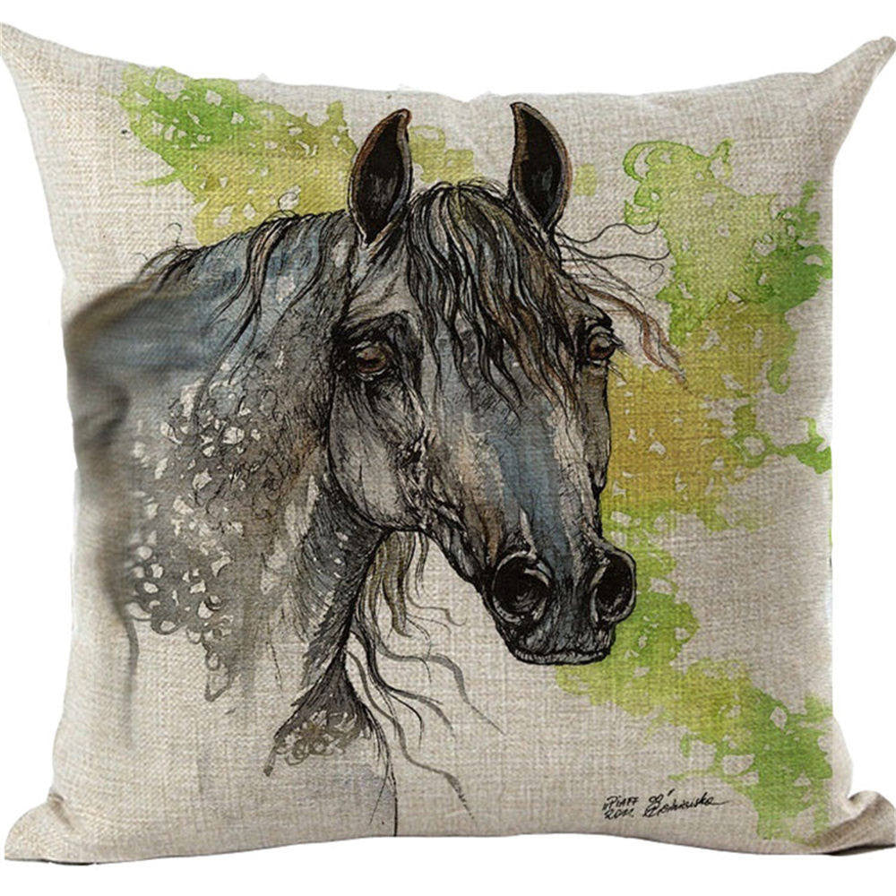 Online discount shop Australia - Cushion Cover Animal Cotton Linen Pentium Horse Felicity Cushion Mural Chicken Home Decorative Car Sofa Throw Pillow Cover