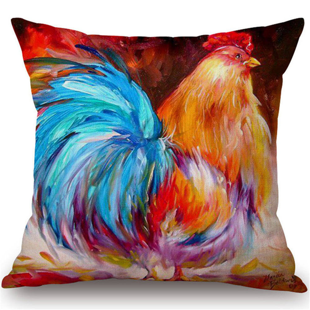 Online discount shop Australia - Cushion Cover Animal Cotton Linen Pentium Horse Felicity Cushion Mural Chicken Home Decorative Car Sofa Throw Pillow Cover