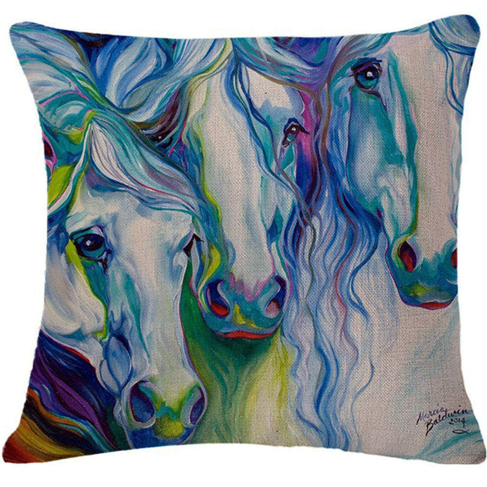 Online discount shop Australia - Cushion Cover Animal Cotton Linen Pentium Horse Felicity Cushion Mural Chicken Home Decorative Car Sofa Throw Pillow Cover