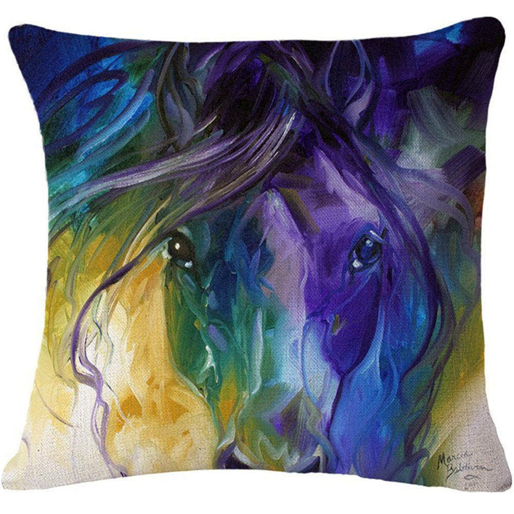 Online discount shop Australia - Cushion Cover Animal Cotton Linen Pentium Horse Felicity Cushion Mural Chicken Home Decorative Car Sofa Throw Pillow Cover
