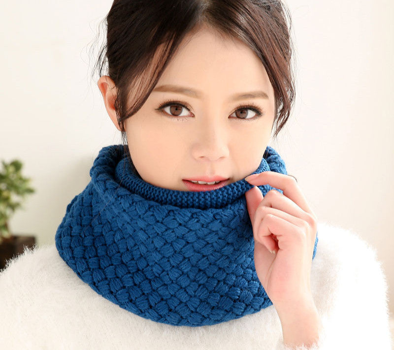 knitted scarf women Fashion Pure neck Woolen Scarf Autumn Winter Scarf Women Warm shawls 2 Circle Cable Knit Long Ring Scarf - CelebritystyleFashion.com.au online clothing shop australia