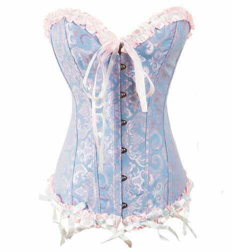 Women Lace up Ribbon Lingerie Bustiers Black Embroidered Satin Overbust Corset + Thong Bustiers Corcelet Plus Size S-6XL