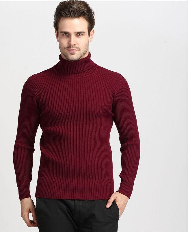 Winter Thick Warm 100% Cashmere Sweater Men Turtleneck Men Brand Mens Sweaters Slim Fit Pullover Men Knitwear Double collar - CelebritystyleFashion.com.au online clothing shop australia