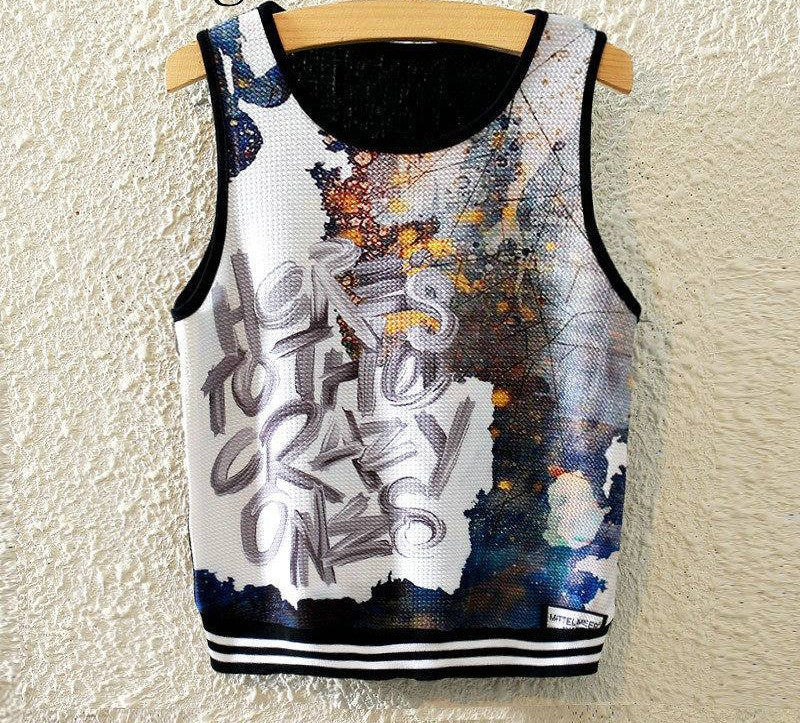 Fashion Women Sleeveless Sky Print Crop Top Cropped Tops Casual Top Fitness Women Vest Tank Tops - CelebritystyleFashion.com.au online clothing shop australia