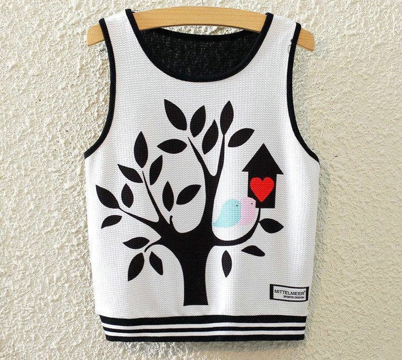 Fashion Women Sleeveless Sky Print Crop Top Cropped Tops Casual Top Fitness Women Vest Tank Tops - CelebritystyleFashion.com.au online clothing shop australia