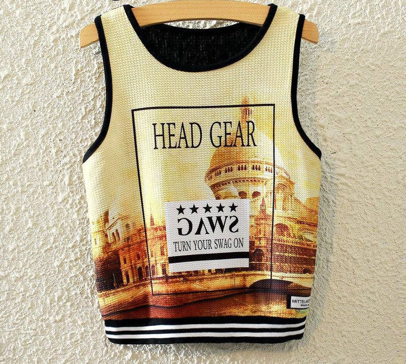 Fashion Women Sleeveless Sky Print Crop Top Cropped Tops Casual Top Fitness Women Vest Tank Tops - CelebritystyleFashion.com.au online clothing shop australia