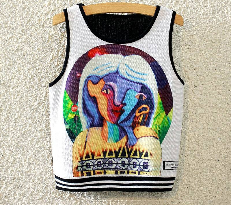 Fashion Women Sleeveless Sky Print Crop Top Cropped Tops Casual Top Fitness Women Vest Tank Tops - CelebritystyleFashion.com.au online clothing shop australia