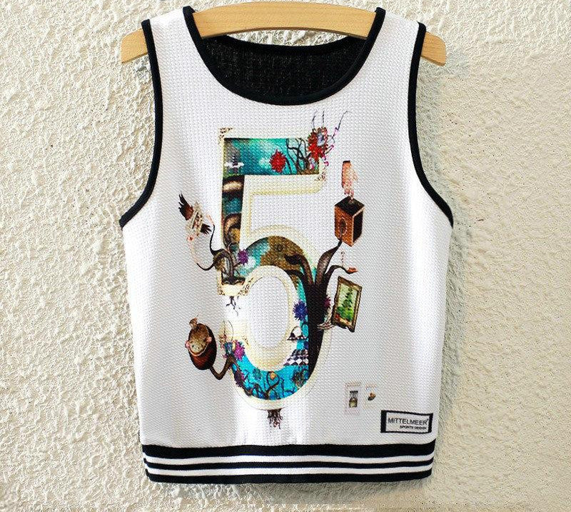 Fashion Women Sleeveless Sky Print Crop Top Cropped Tops Casual Top Fitness Women Vest Tank Tops - CelebritystyleFashion.com.au online clothing shop australia