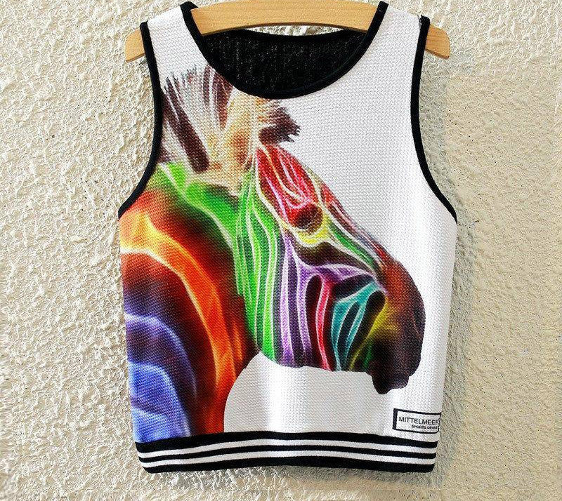 Fashion Women Sleeveless Sky Print Crop Top Cropped Tops Casual Top Fitness Women Vest Tank Tops - CelebritystyleFashion.com.au online clothing shop australia