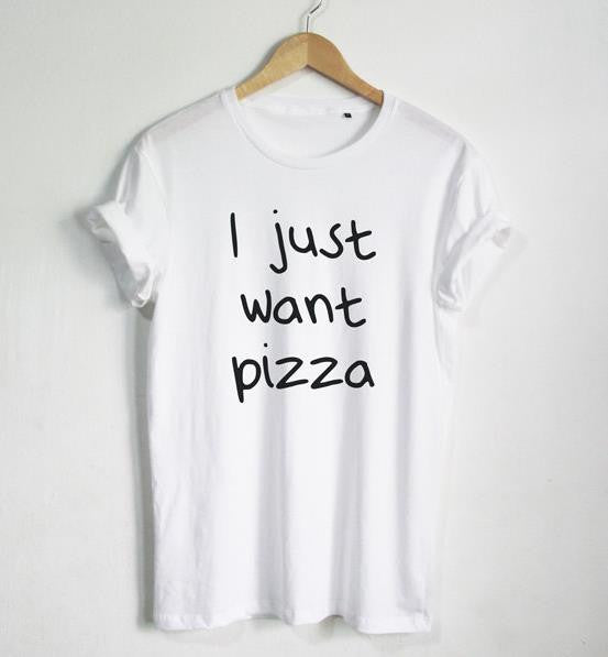 Online discount shop Australia - I just want Pizza Letters Print Women T shirt Cotton Casual Funny Shirt For Lady Black White Gray Top Tee Hipster Z-242